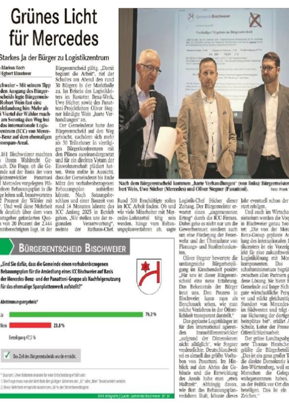 Zeitungsartikel BNN "Grünes Licht für Mercedes"