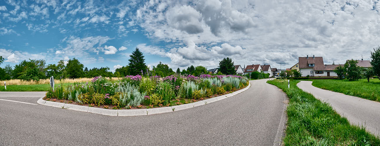 Ortseinfahr Bischweier mit Blumen